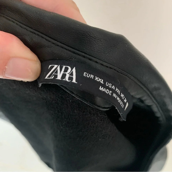 NWOT Zara Black Faux Leather Cropped Jacket  XXL - Picture 4 of 13